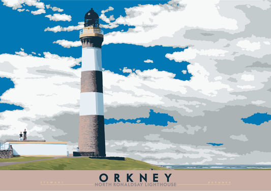 Orkney: North Ronaldsay Lighthouse – giclée print - red - Indy Prints by Stewart Bremner