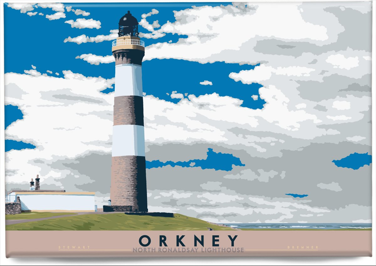 Orkney: North Ronaldsay Lighthouse – magnet - natural - Indy Prints by Stewart Bremner