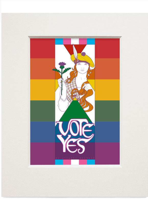 Vote Yes – rainbow – small mounted print - Indy Prints by Stewart Bremner