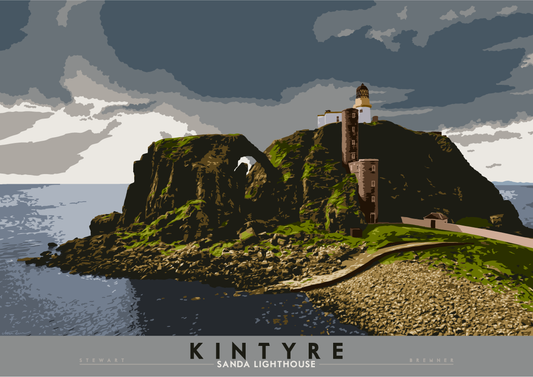 Kintyre: Sanda Lighthouse – giclée print - grey - Indy Prints by Stewart Bremner