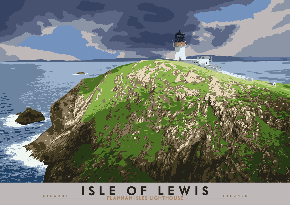 Isle of Lewis: Flannan Isles Lighthouse – poster - natural - Indy Prints by Stewart Bremner