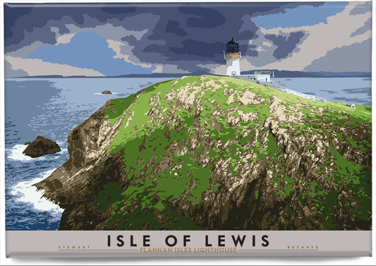 Isle of Lewis: Flannan Isles Lighthouse – magnet - natural - Indy Prints by Stewart Bremner