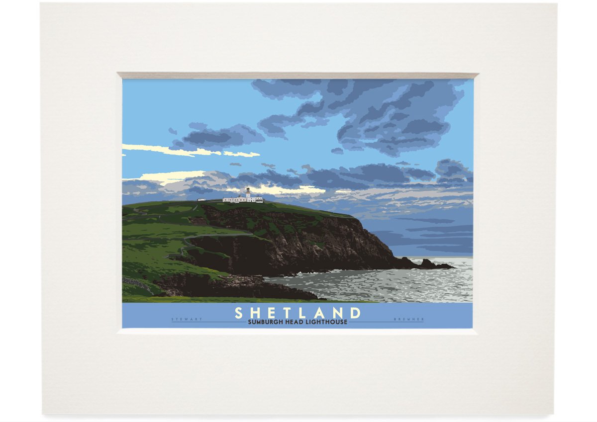 Shetland: Sumburgh Head Lighthouse – small mounted print - natural - Indy Prints by Stewart Bremner