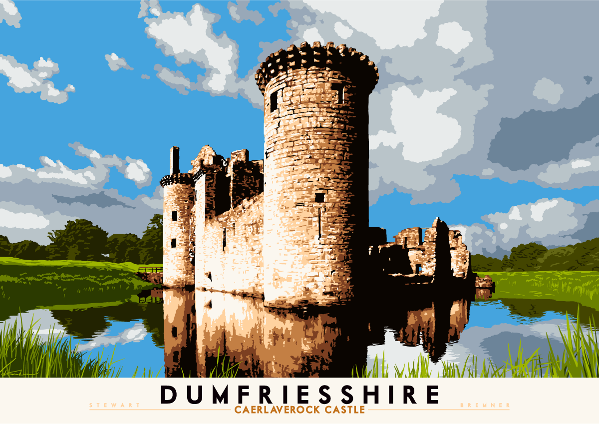 Dumfriesshire: Caerlaverock Castle – poster - natural - Indy Prints by Stewart Bremner