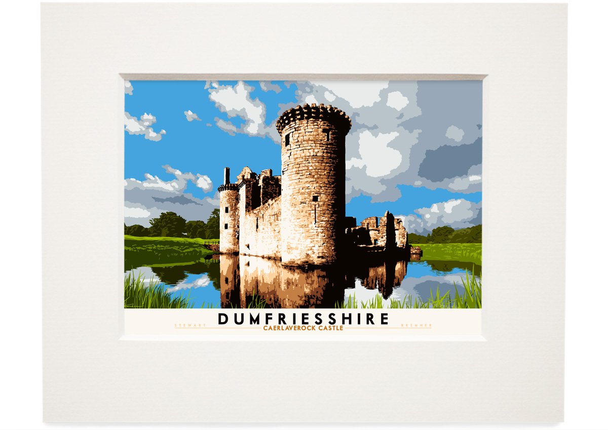 Dumfriesshire: Caerlaverock Castle – small mounted print - natural - Indy Prints by Stewart Bremner