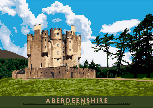 Aberdeenshire: Braemar Castle – giclée print - orange - Indy Prints by Stewart Bremner