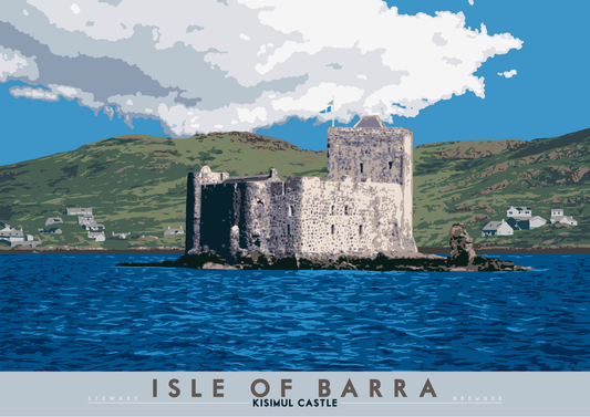 Isle of Barra: Kisimul Castle – giclée print - turquoise - Indy Prints by Stewart Bremner