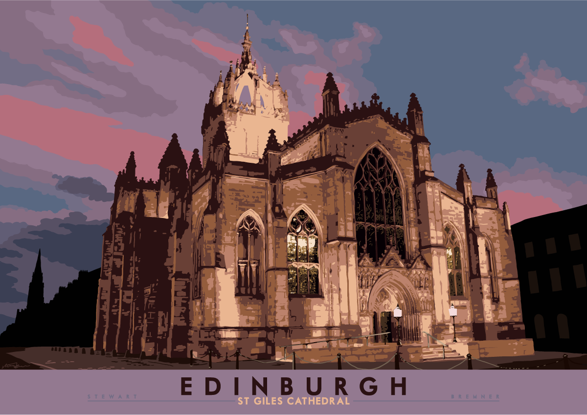 Edinburgh: St Giles Cathedral – giclée print - brown - Indy Prints by Stewart Bremner