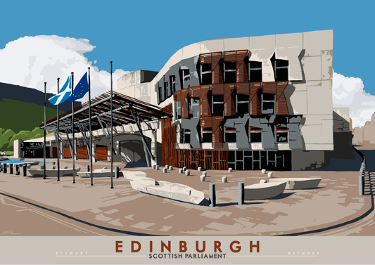Edinburgh: Scottish Parliament – giclée print - orange - Indy Prints by Stewart Bremner