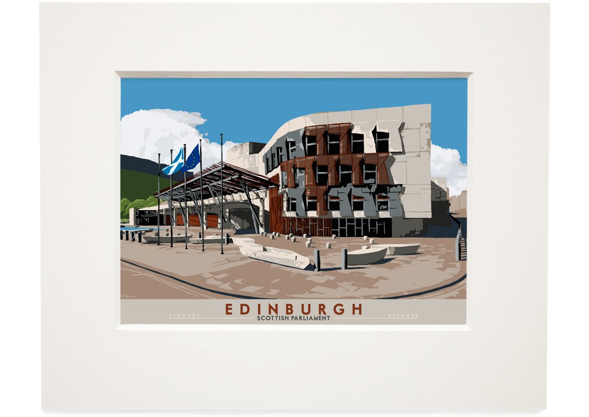 Edinburgh: Scottish Parliament – small mounted print - natural - Indy Prints by Stewart Bremner