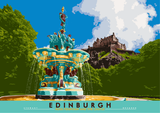 Edinburgh: Ross Fountain and the Castle – giclée print