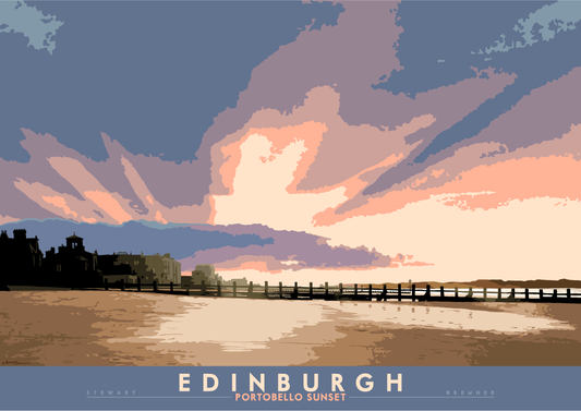 Edinburgh: Portobello Sunset – giclée print - turquoise - Indy Prints by Stewart Bremner
