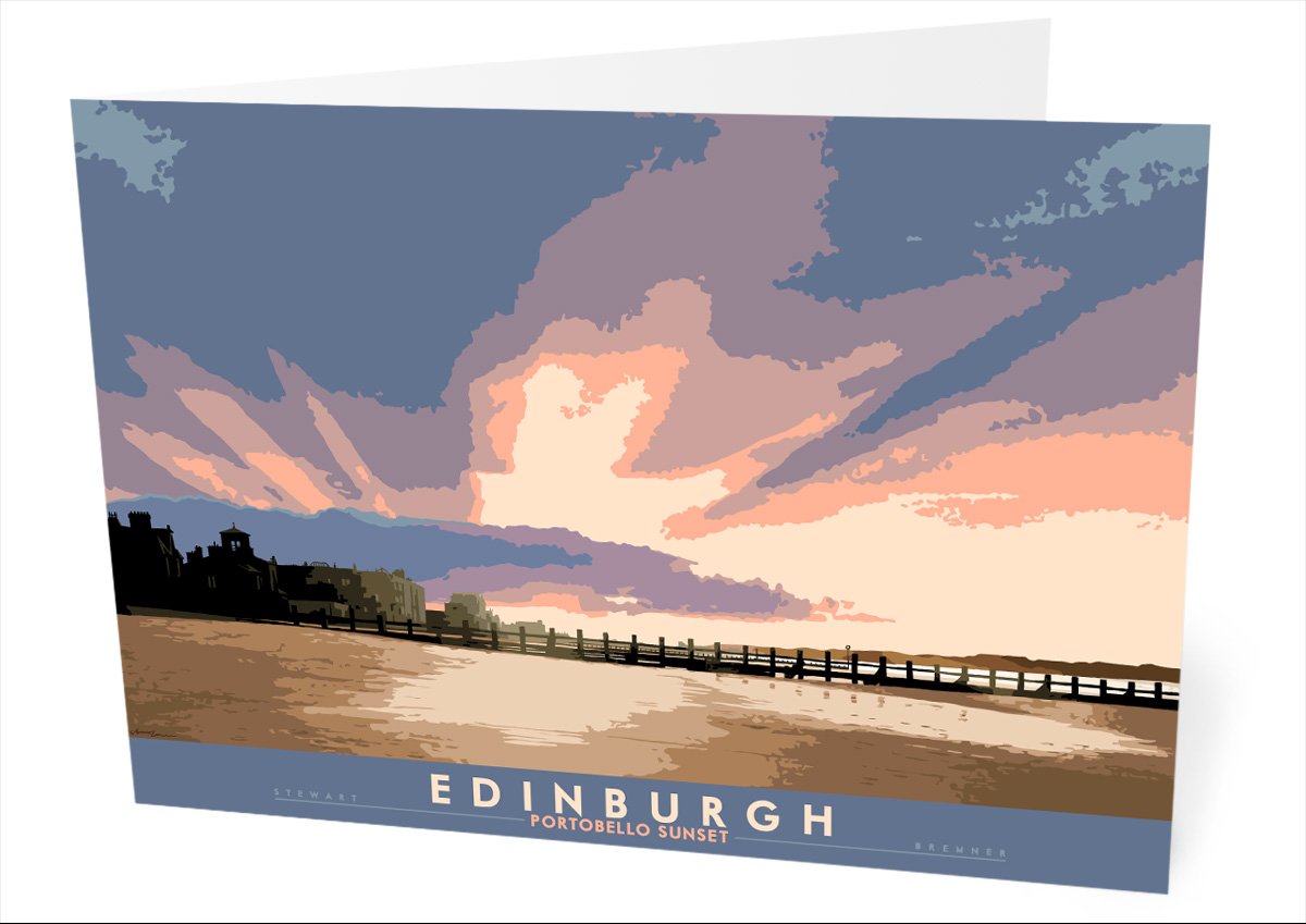 Edinburgh: Portobello Sunset – card - natural - Indy Prints by Stewart Bremner