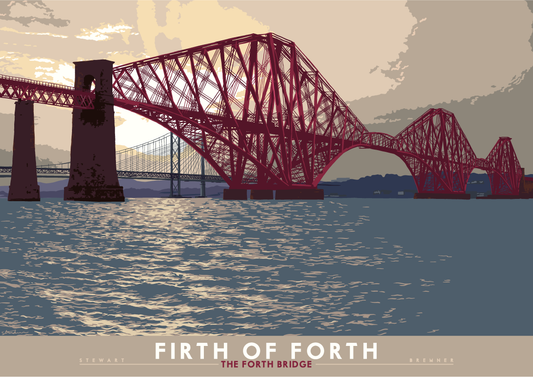 Firth of Forth: the Forth Bridge – giclée print - turquoise - Indy Prints by Stewart Bremner