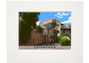 Edinburgh: the Castle from The Vennel – small mounted print