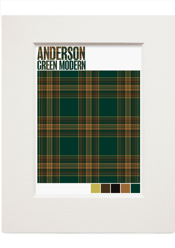 Anderson Green Modern tartan – small mounted print