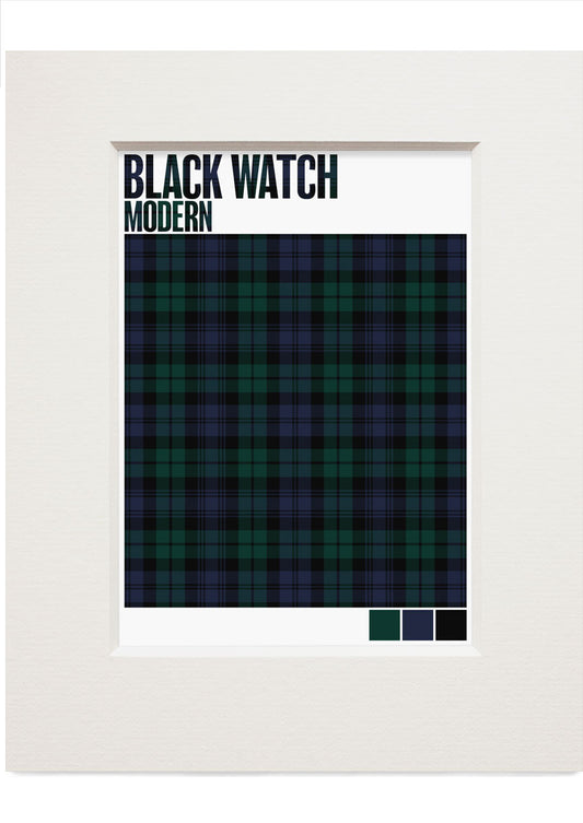 Black Watch Modern tartan  – small mounted print