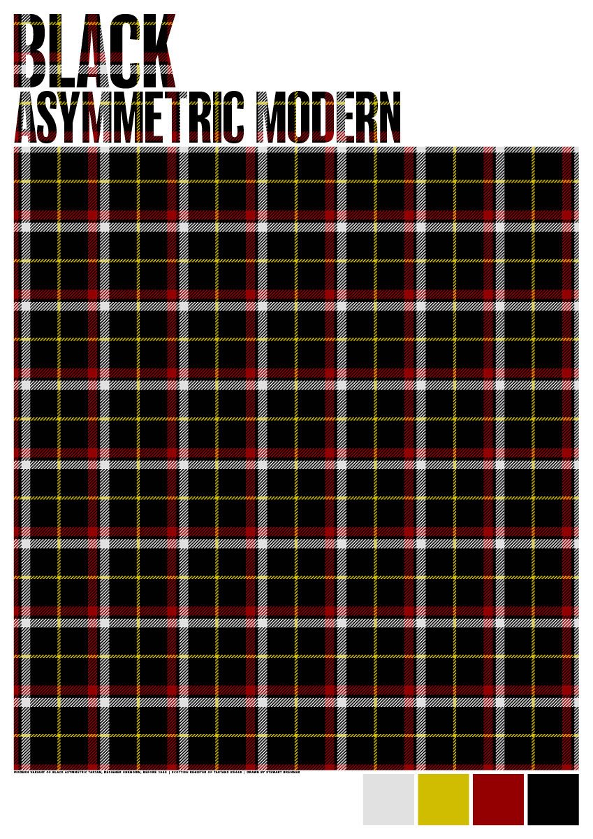 Black Asymmetric Modern tartan  – giclée print