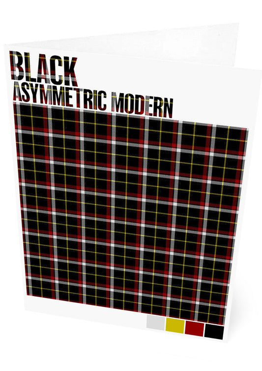 Black Asymmetric Modern tartan  – set of two cards