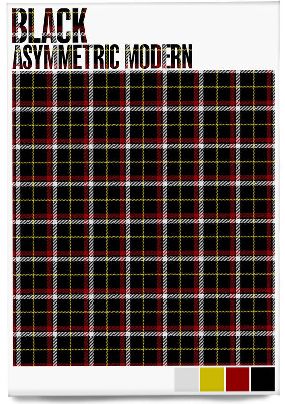 Black Asymmetric Modern tartan  – magnet