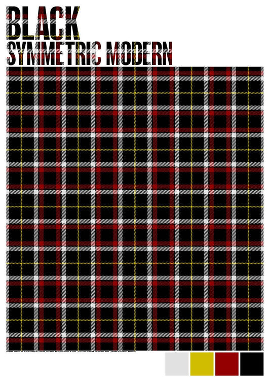 Black Symmetric Modern tartan  – giclée print