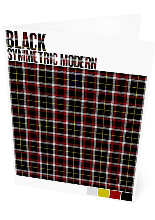 Black Symmetric Modern tartan  – set of two cards