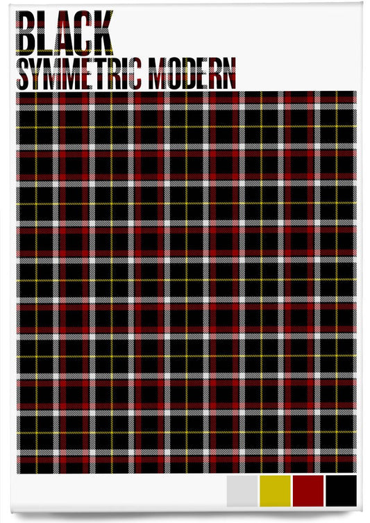 Black Symmetric Modern tartan  – magnet