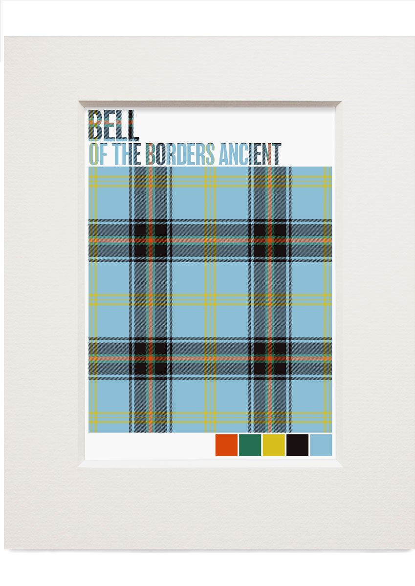 Bell of the Borders Ancient tartan  – small mounted print
