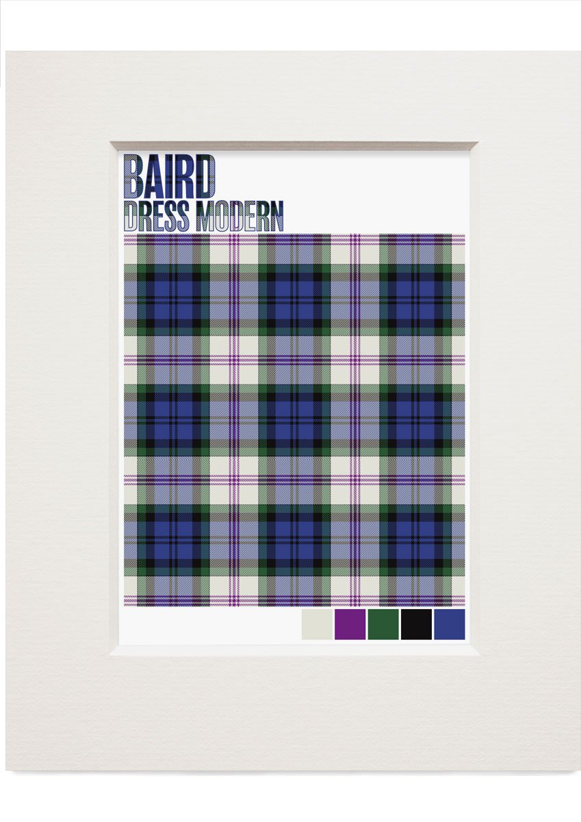 Baird Dress Modern tartan  – small mounted print