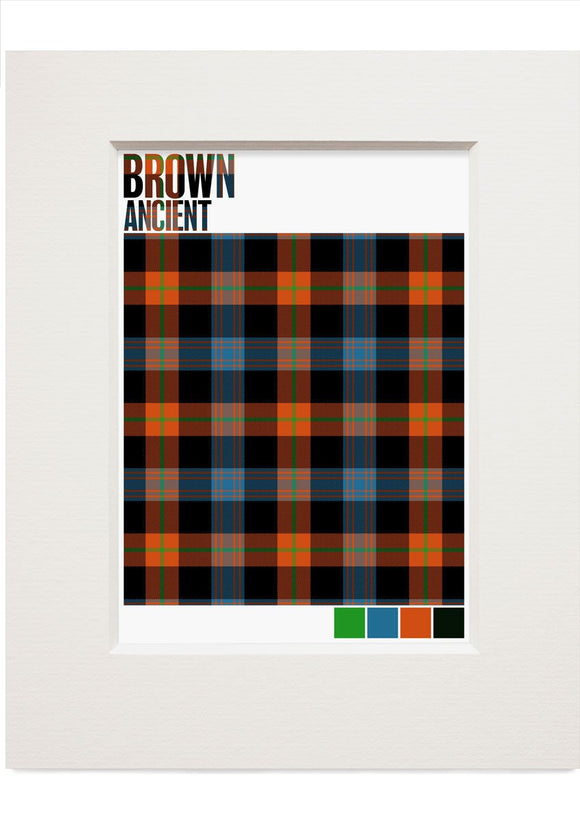 Brown Ancient tartan  – small mounted print