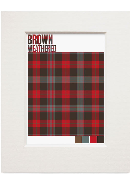 Brown Weathered tartan  – small mounted print