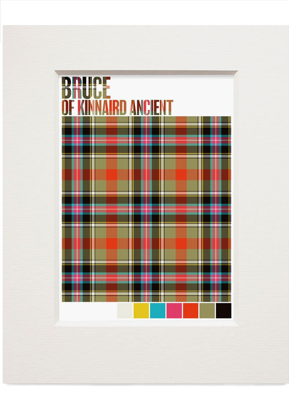 Bruce of Kinnaird Ancient tartan  – small mounted print