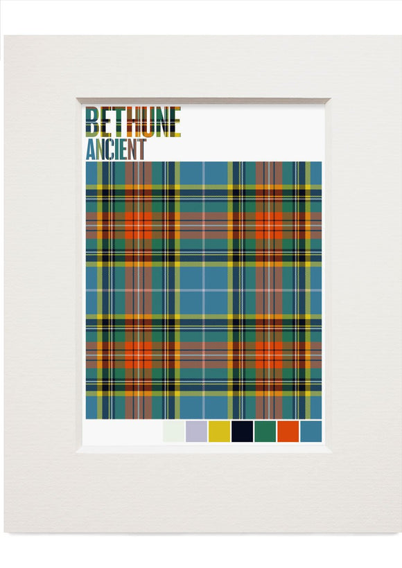 Bethune Ancient tartan  – small mounted print