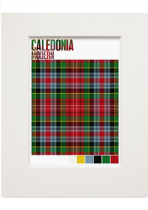 Caledonia Modern tartan – small mounted print