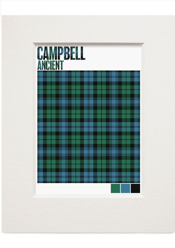 Campbell Ancient tartan – small mounted print