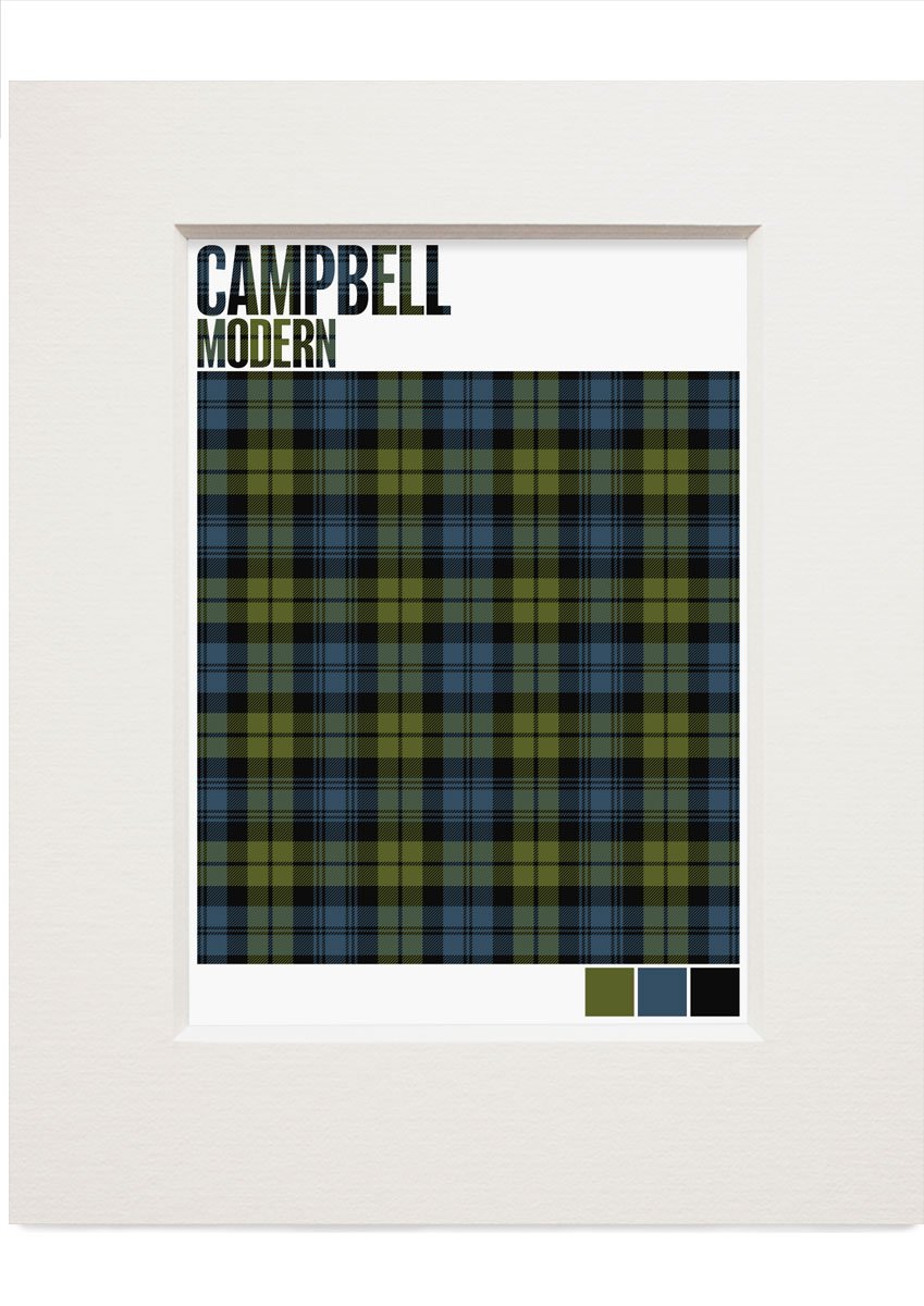 Campbell Modern tartan – small mounted print