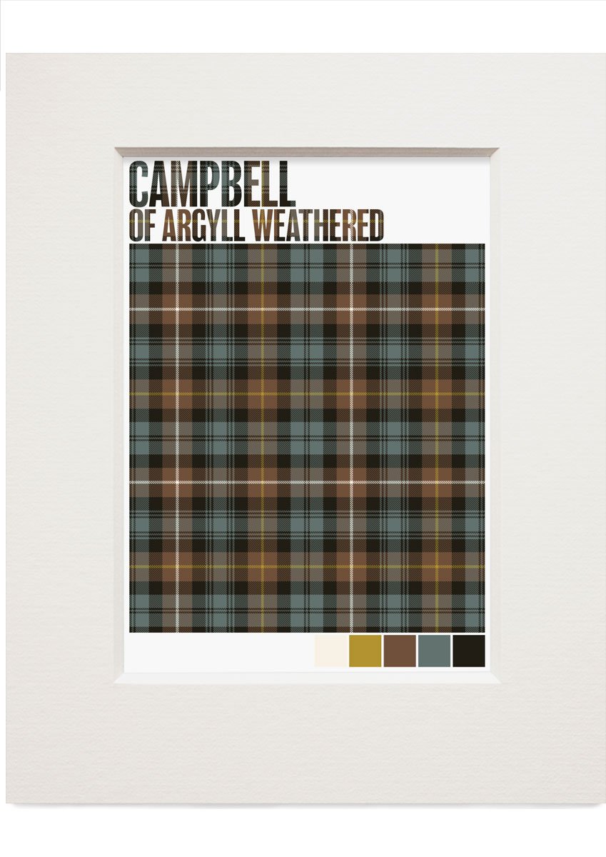 Campbell of Argyll Weathered tartan – small mounted print