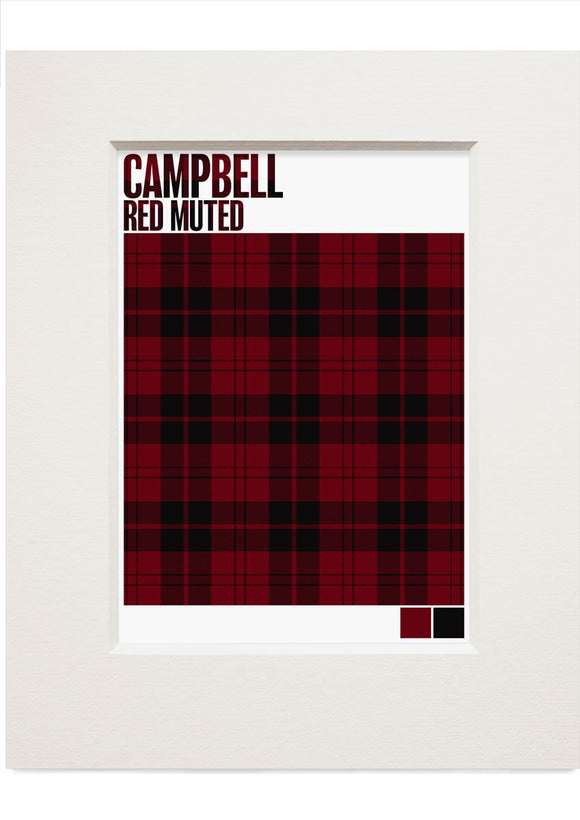 Campbell Red Muted tartan – small mounted print