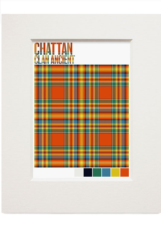 Chattan Clan Ancient tartan – small mounted print