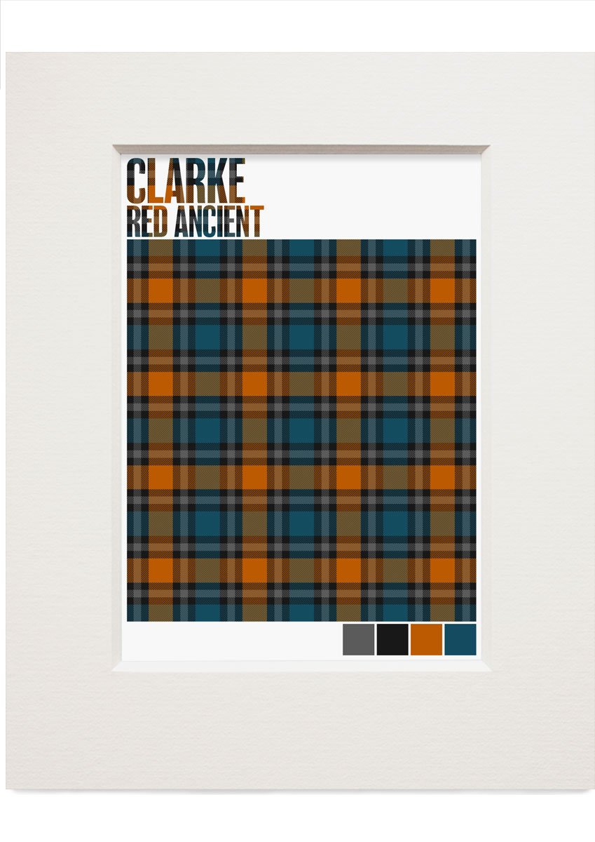 Clarke Red Ancient tartan – small mounted print