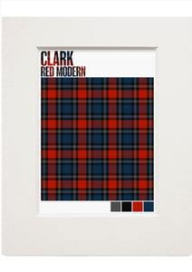 Clark Red Modern tartan – small mounted print