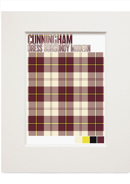 Cunningham Dress Burgundy Modern tartan – small mounted print