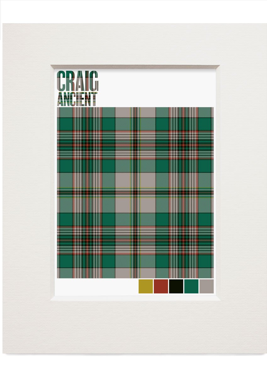 Craig Ancient tartan – small mounted print