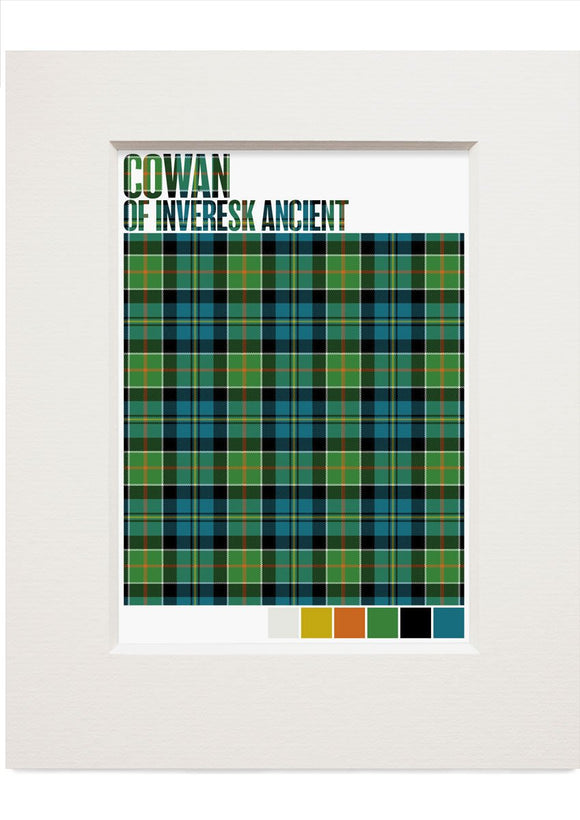 Cowan of Inveresk Ancient tartan – small mounted print