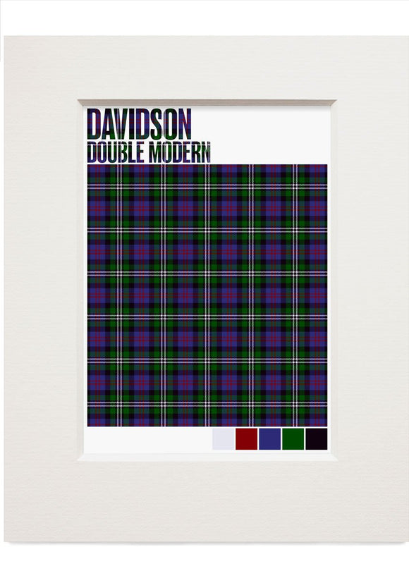Davidson Double Modern tartan – small mounted print