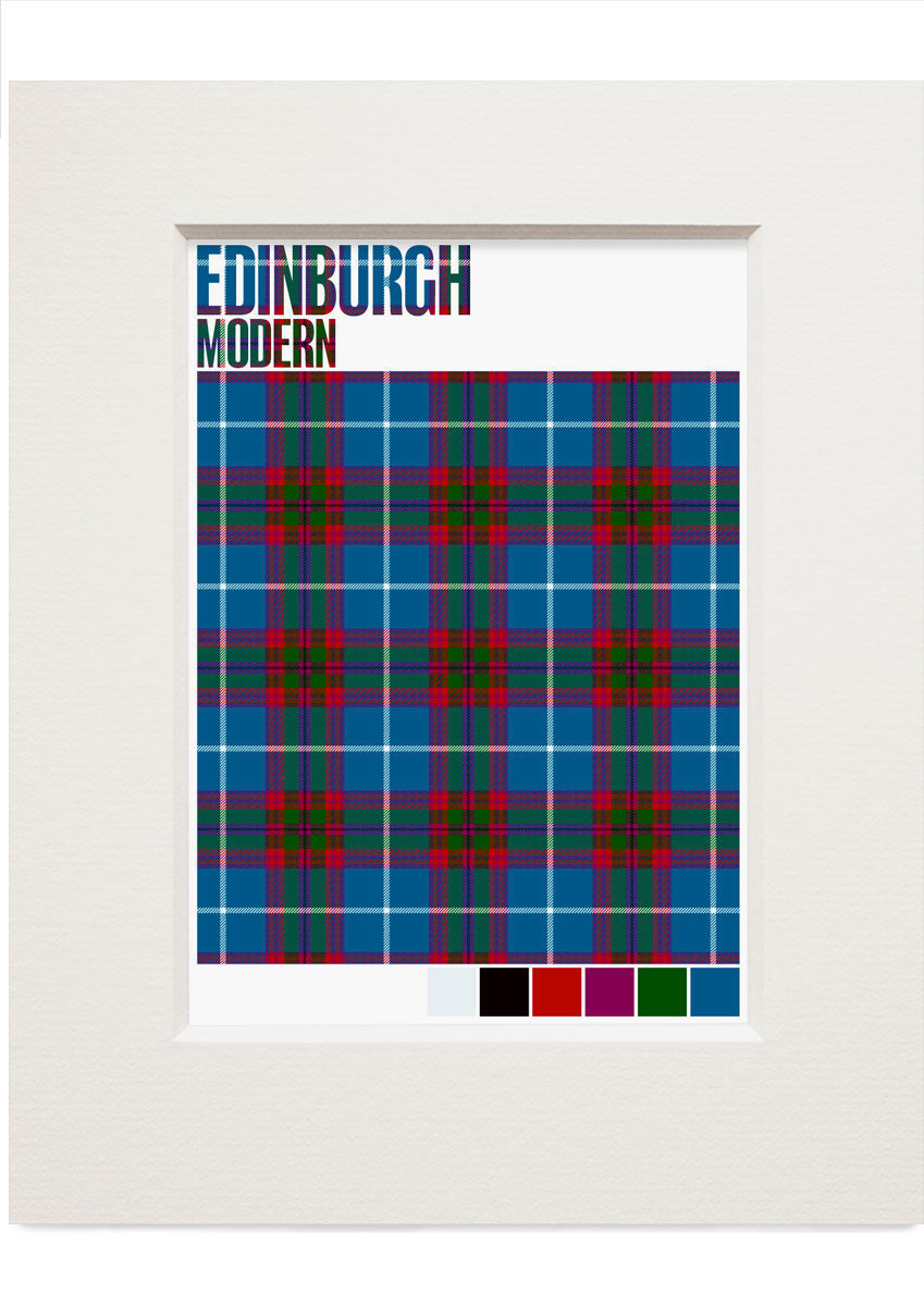 Edinburgh District Modern tartan – small mounted print