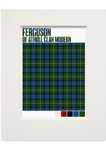 Ferguson of Atholl Clan Modern tartan – small mounted print