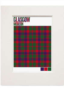 Glasgow Modern tartan – small mounted print