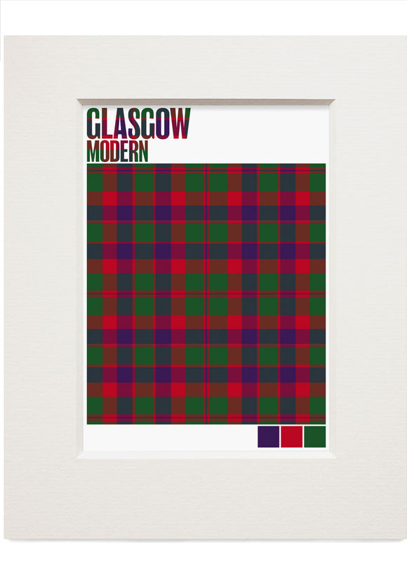 Glasgow Modern tartan – small mounted print
