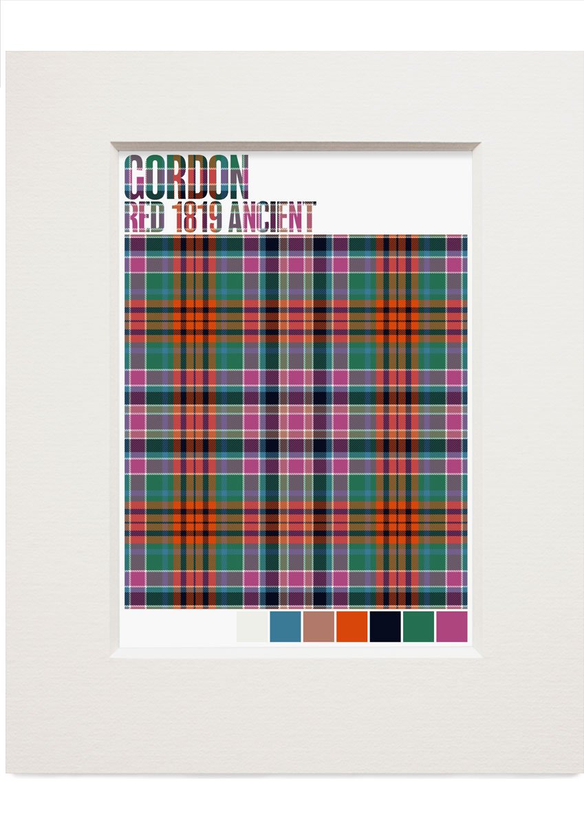 Gordon Red 1819 Ancient tartan – small mounted print